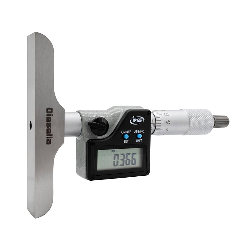 Digitalt mikrometer dybdemål 0–150 mm med flad måleflade