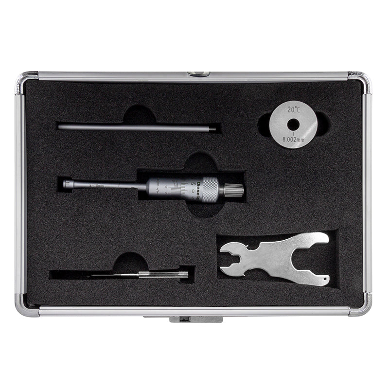 Indvendig 3-punkt mikrometer 8–10 mm inkl. forlænger og kontrolring