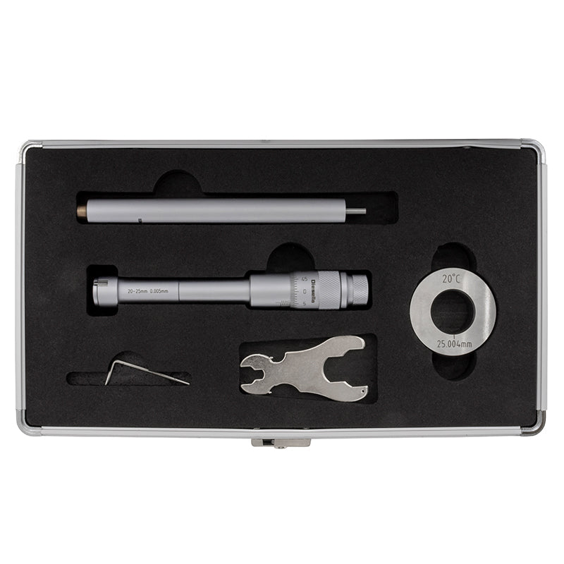 Indvendig 3-punkt mikrometer 20–25 mm inkl. forlænger og kontrolring