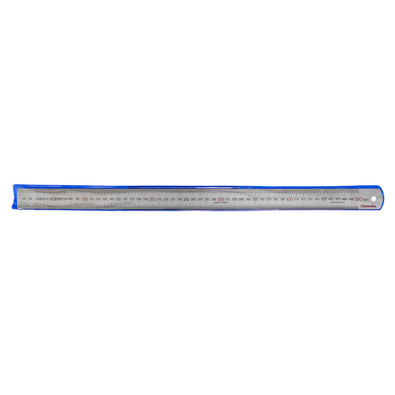 Stållineal 500 × 30 × 1,2 mm, Klasse II, V-H-graduering