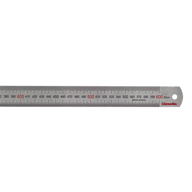 Stållineal 600 × 30 × 1,2 mm, Klasse II, V-H-graduering