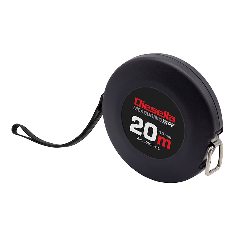 Båndmål 20 m × 10 mm stålbånd i lukket spolekassette