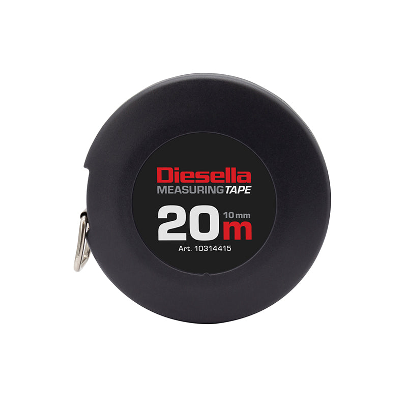 Båndmål 20 m × 10 mm stålbånd i lukket spolekassette