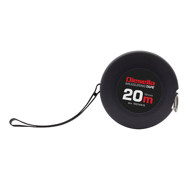 Båndmål 20 m × 10 mm stålbånd i lukket spolekassette