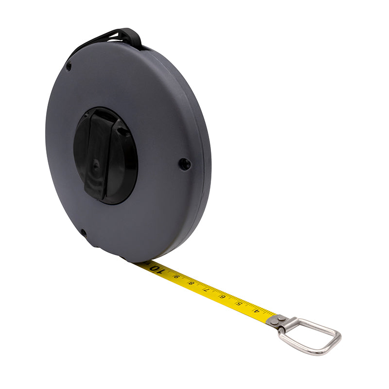 Båndmål 30 m × 10 mm stålbåndmål i lukket spolekassette