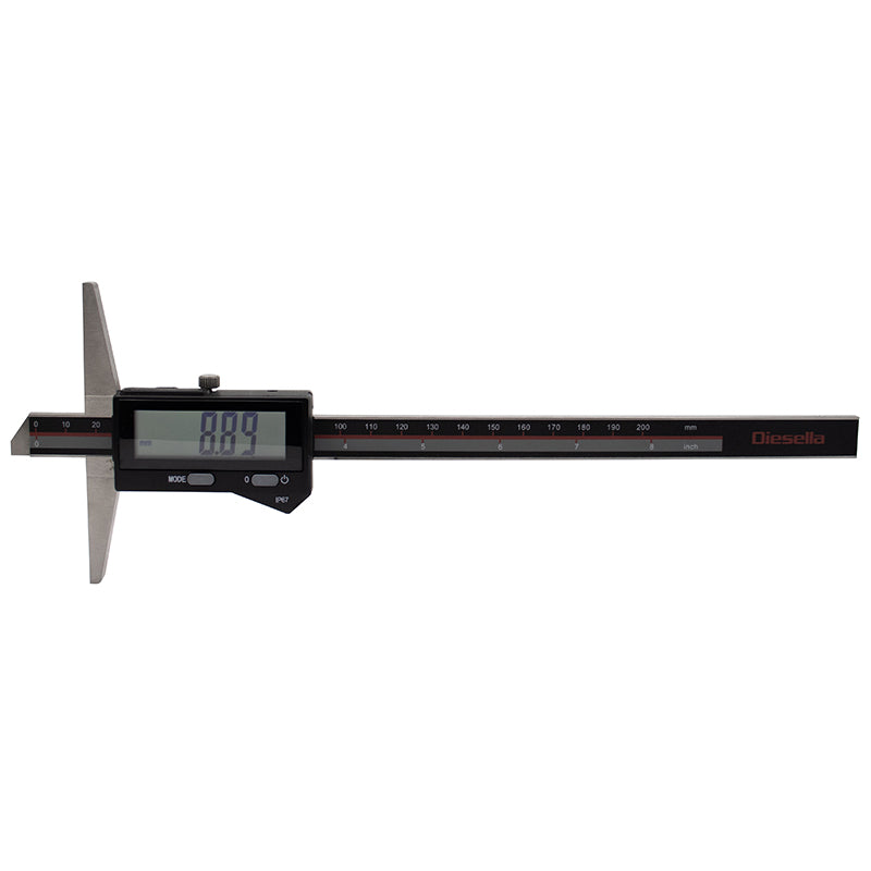 Digital dybdeskydelære 0–200 × 0,01 mm IP67 DIN862