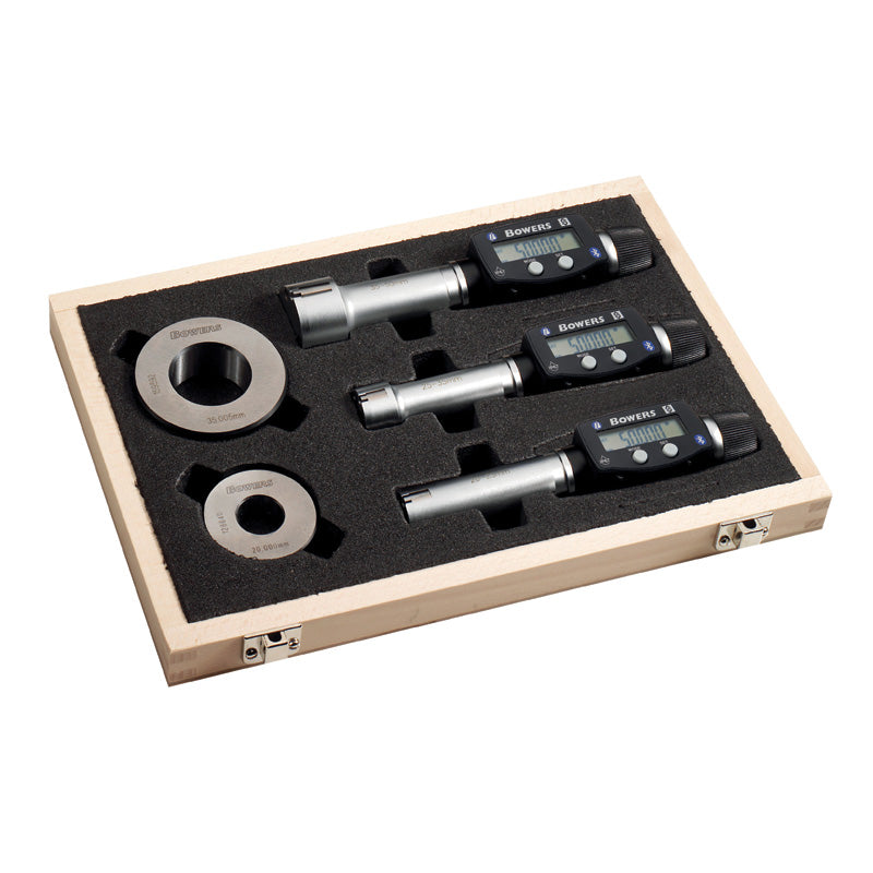 SXTD5U-BT digital 3-punkt mikrometer sæt 20–50 mm med 3 digitale enheder med kontrolring og Bluetooth