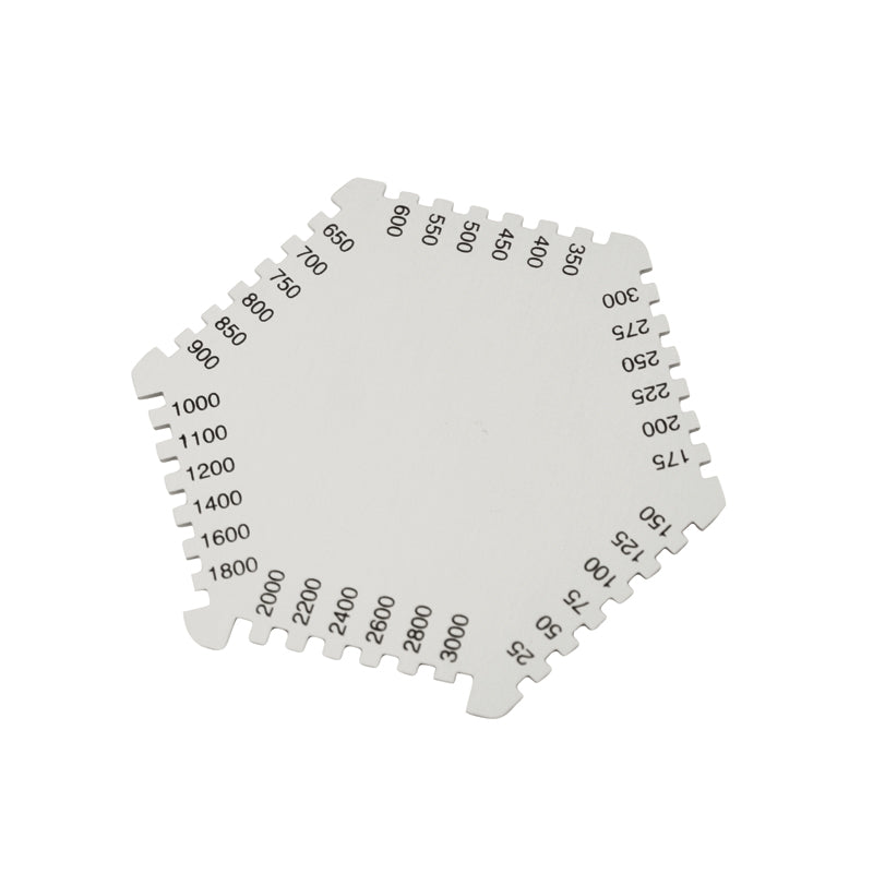 Vådfilmskam i aluminium (lak-/coatingmåler 25–3000 µm)