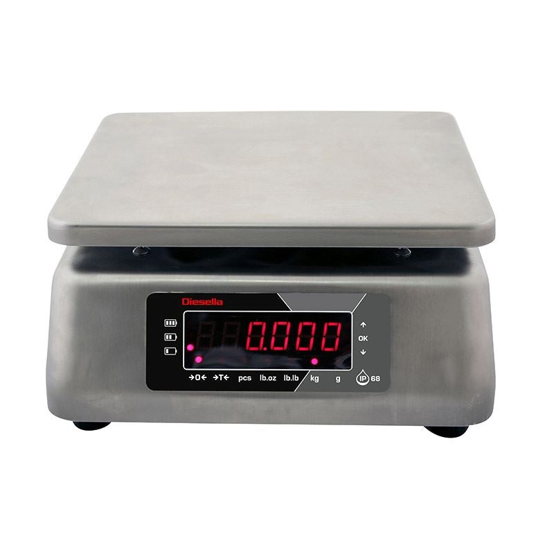 IP68-bordvægt 3 kg / inddeling 1 g med kabinet i rustfrit stål