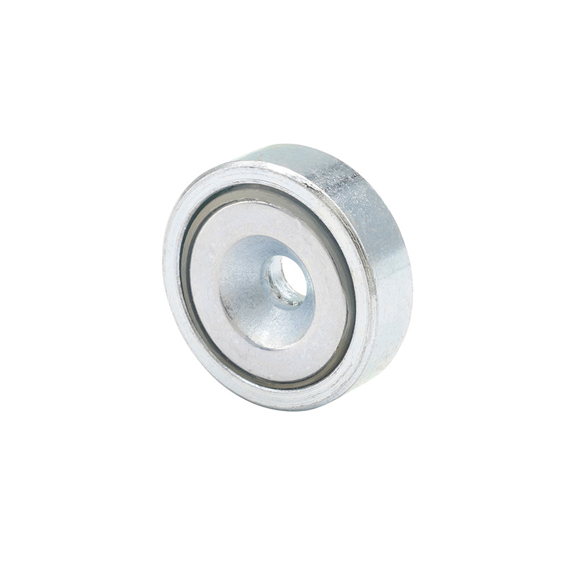 Lav neodym-pottemagnet Ø16 × 4,5 mm, undersænket hul Ø3,5 mm (4 kg)