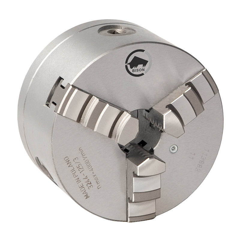 3-bakket centrerpatron Ø400 mm, støbejern, kegle 8, DIN 55029, Camlock D1-montering (3244–400–8)