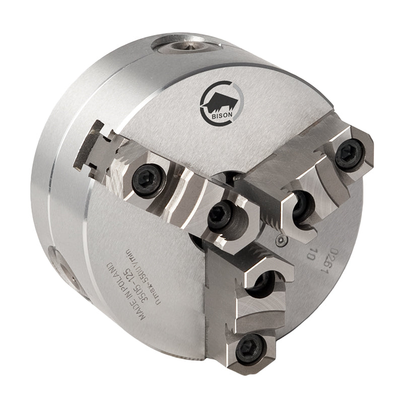 3-bakket centrerpatron Ø400 mm, stål, DIN 6350, bagmontering (cylindrisk holder) (3505–400)