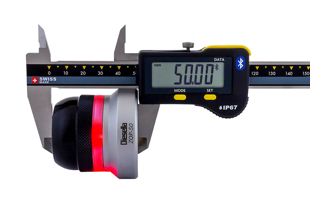 Optisk toolsetter med Ø14 mm testflade, 50 mm højde og magnet (base = Ø50 mm)