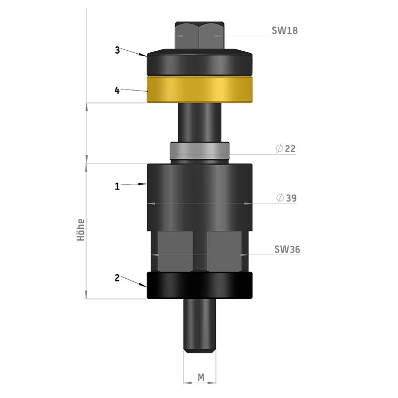 Opspændingselement 50 mm med M10-gevind