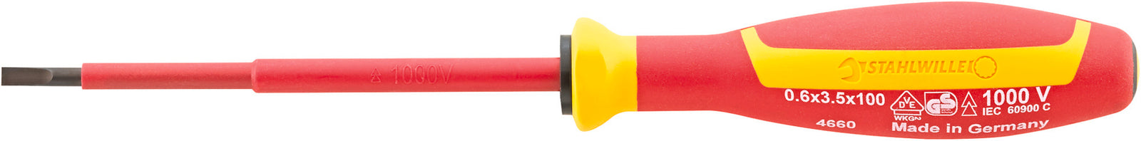 DRALL⁺ 4660 VDE-elektrikerskruetrækker kærv 0,5 × 3 mm, 100 mm