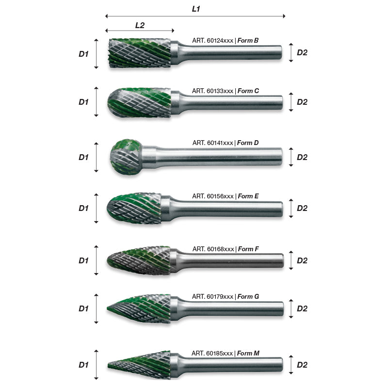 Fræsestift HM Ø8 × 20 mm form M (Speedcut) med Ø6 mm skaft