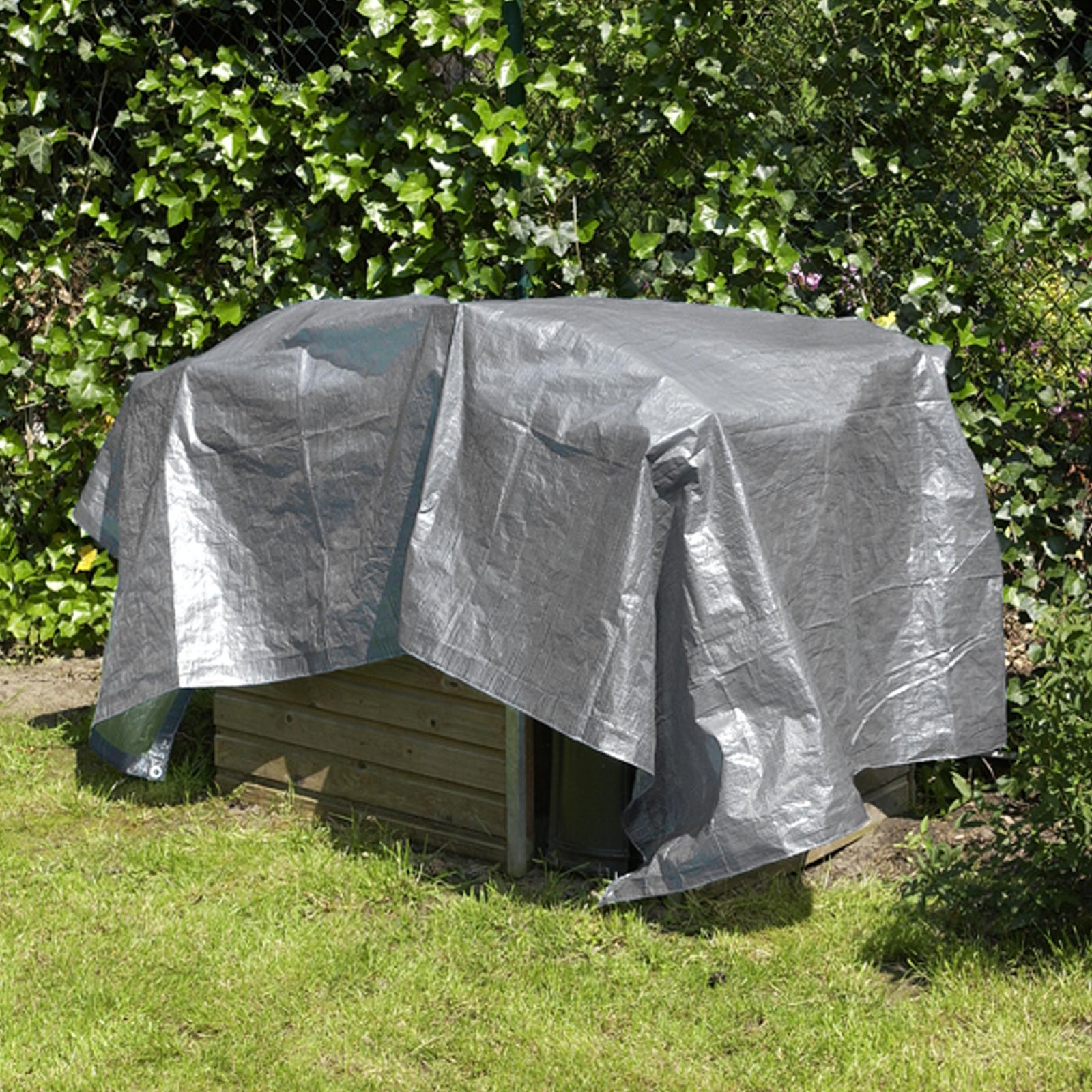 Presenning 6 × 10 m, 180 g/m², grå/sort