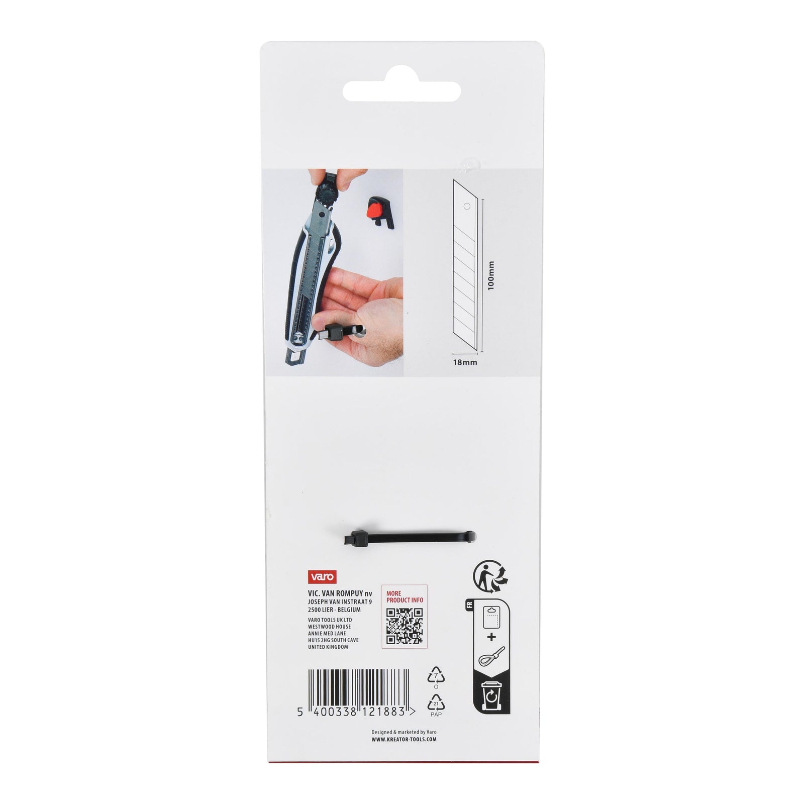 Hobbykniv 18 mm i aluminium, knæk af