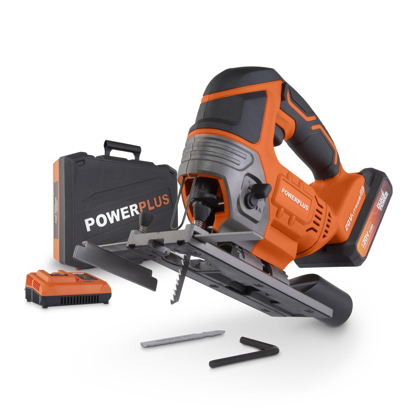 Stiksav 20 V i kuffert med batteri 20 V