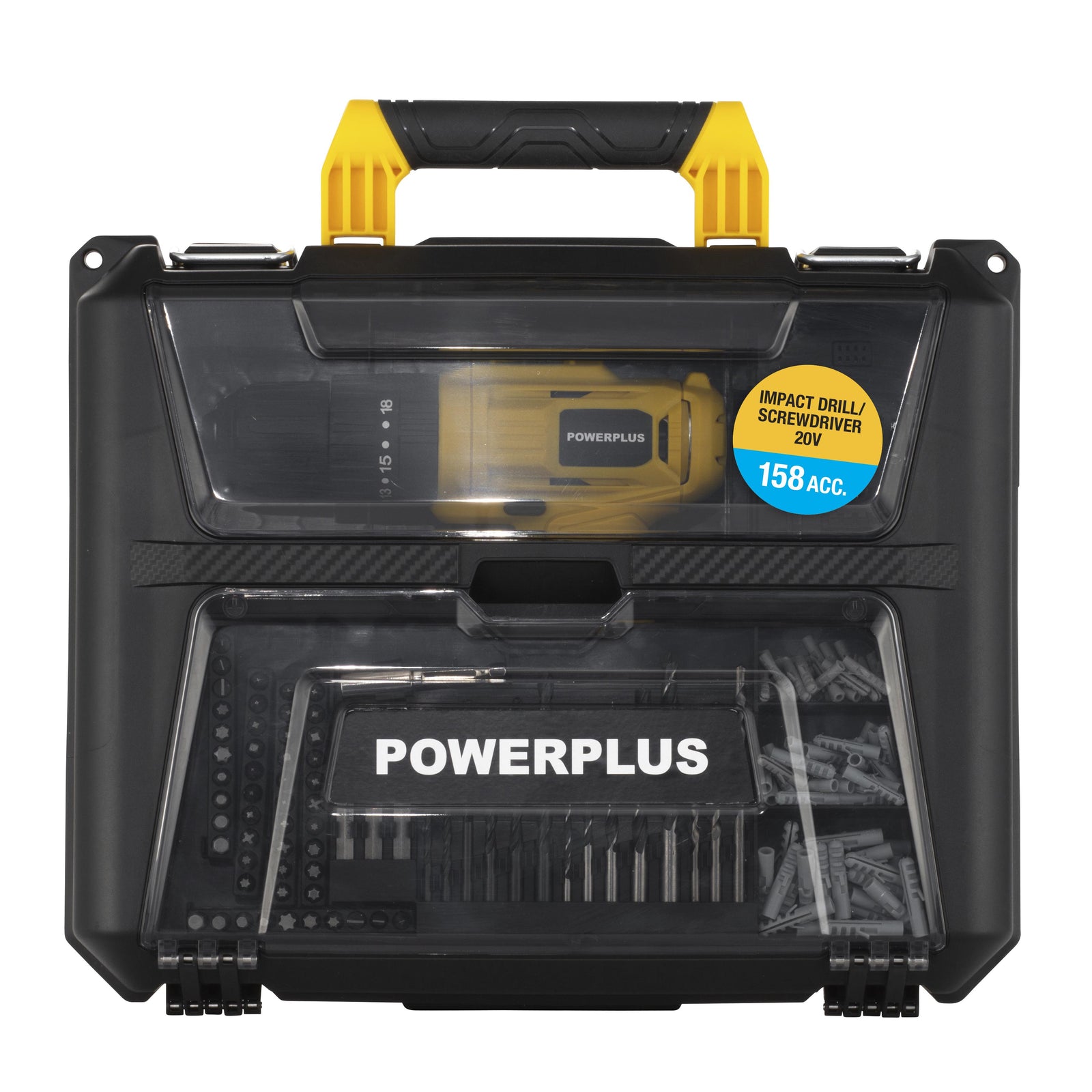 Slagboremaskine 20 V 30 Nm med 2 batterier, lader og 158 dele