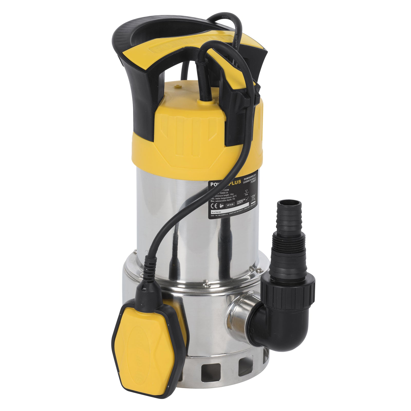Rustfri dykpumpe 1100 watt, snavset vand