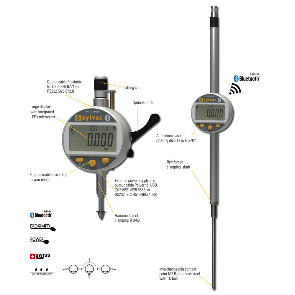 Digitalt måleur S_DIAL WORK SMART 12,5 × 0,001 mm IP54 Bluetooth