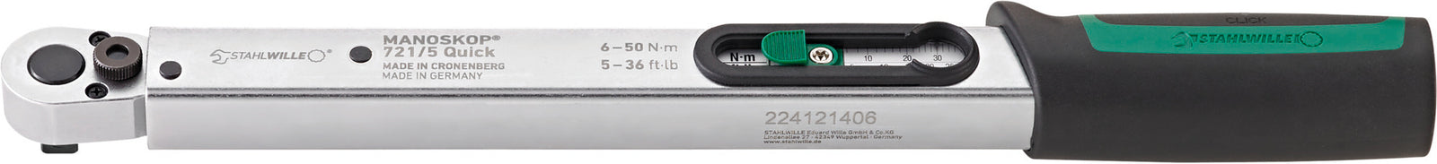 MANOSKOP 721/5 Quick momentnøgle 6–50 Nm, firkant 3/8"