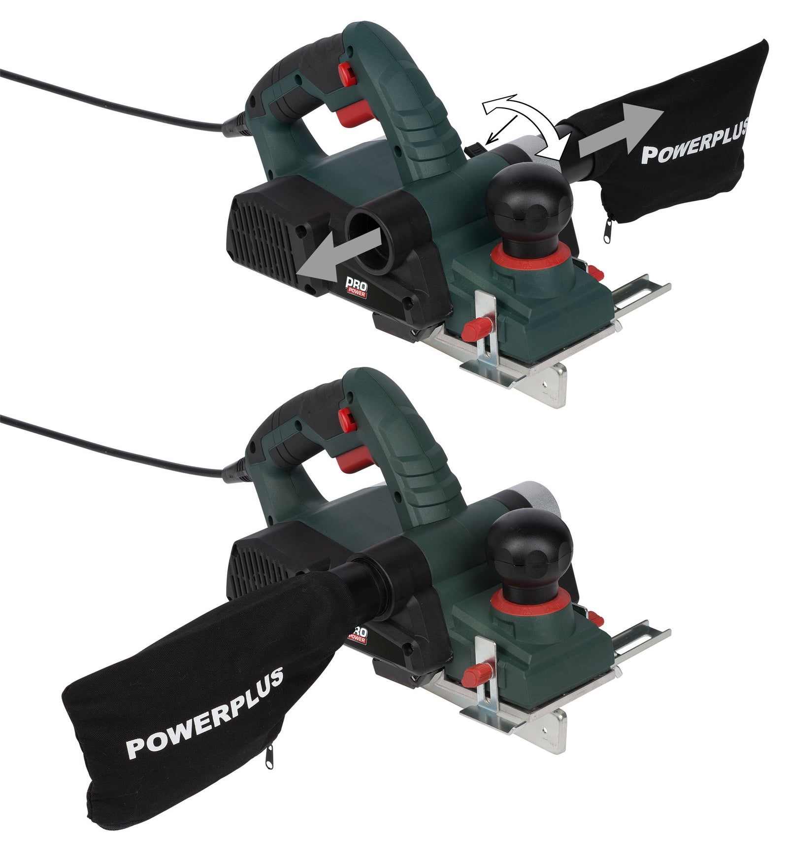 El-høvl 900 W med høvlbredde 82 mm