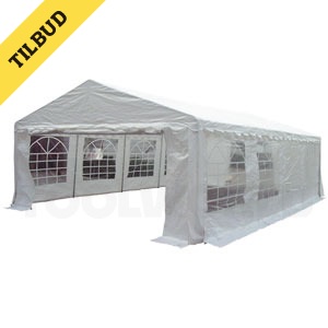 Partytelt 5x10 meter PVC hvid 50-67 pers.  