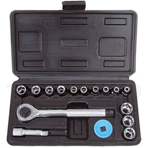 Topnøglesæt 1/4", 17 dele  