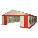 Partytelt 6x12 meter PVC rød/hvid 70-90 pers.