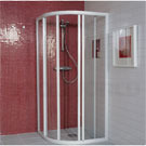 Ifø Solid Brusevæg halvrund, 80x80, klart glas aluprofil