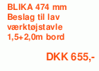 BLIKA Monteringsbeslag til lav værktøjstavle, 474 mm