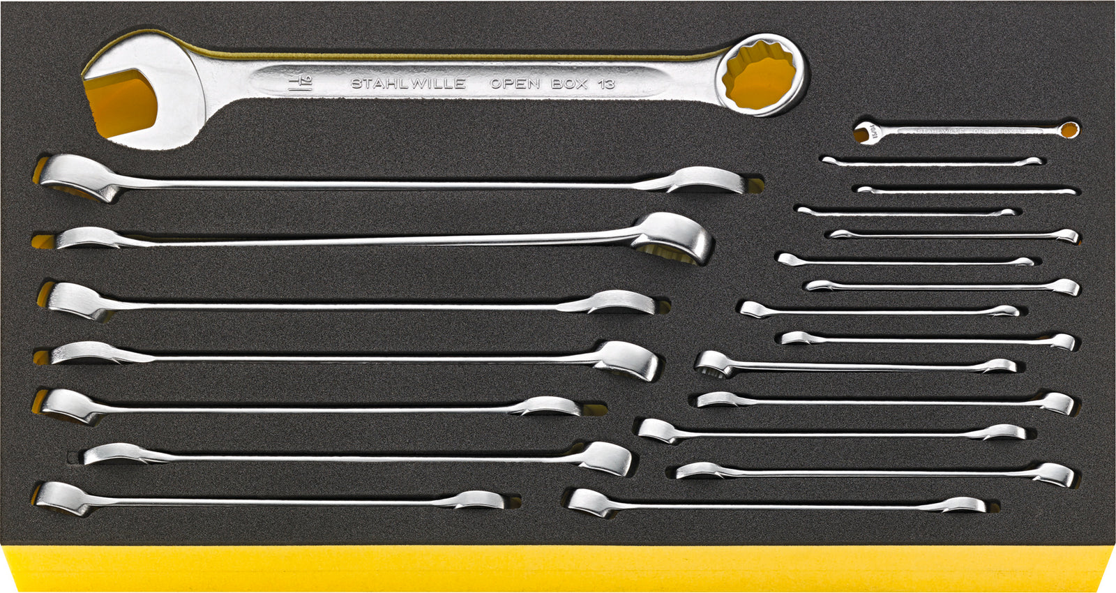 OPEN BOX TCS WT 13a/22 ringgaffelnøglesæt 3/16–1 1/16", 22 dele