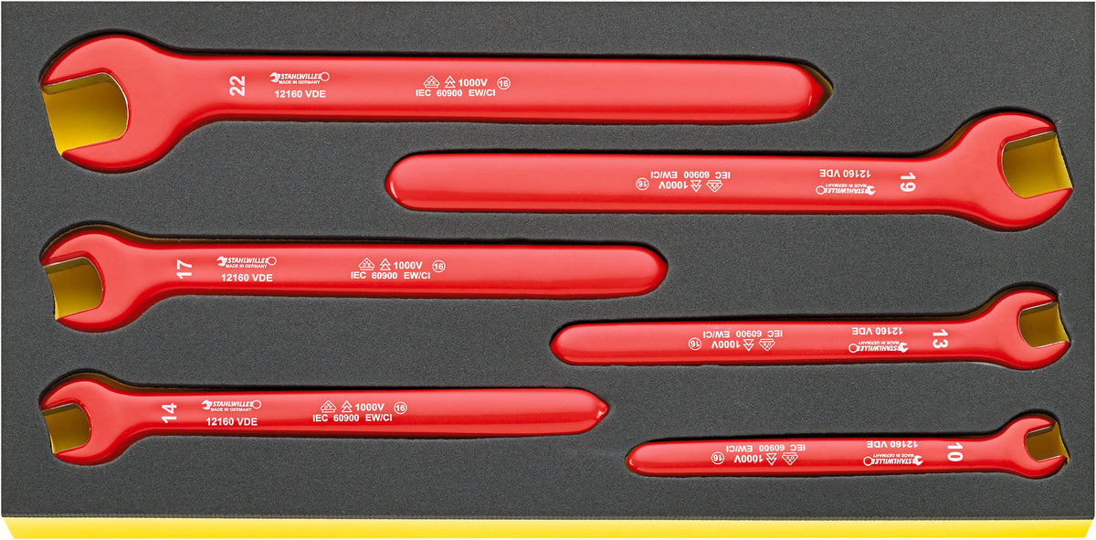 TCS 12160 VDE-gaffelnøglesæt 10–22 mm, 6 dele