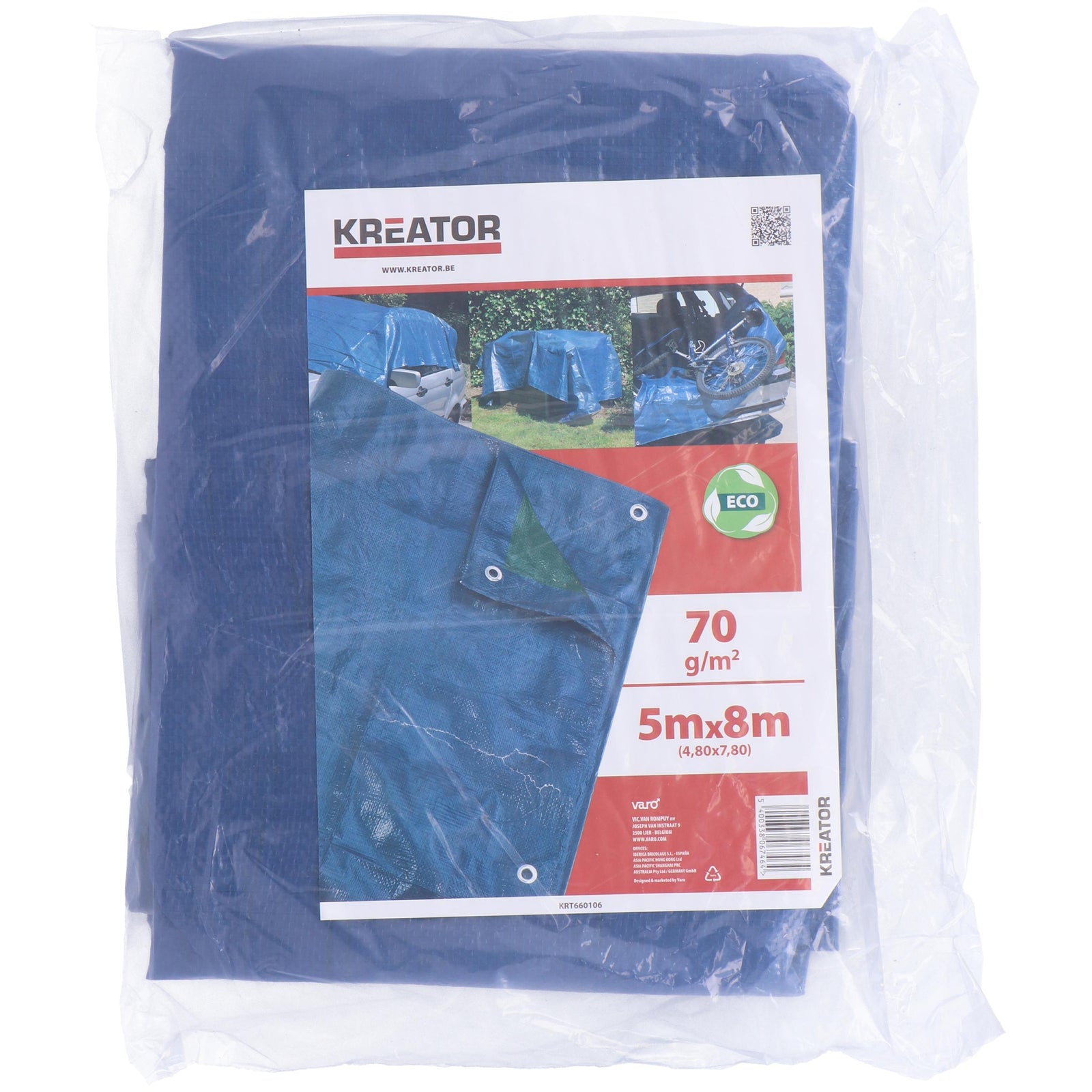 Presenning 5  x 8 meter 70 gr/m²  blå