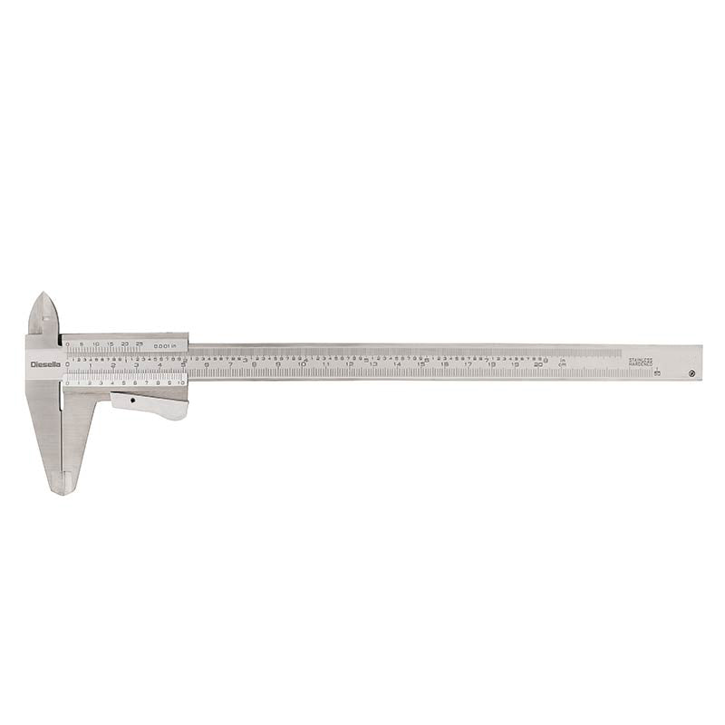 Skydelære med klemlås 0–200 × 0,02 mm og 50 mm kæber