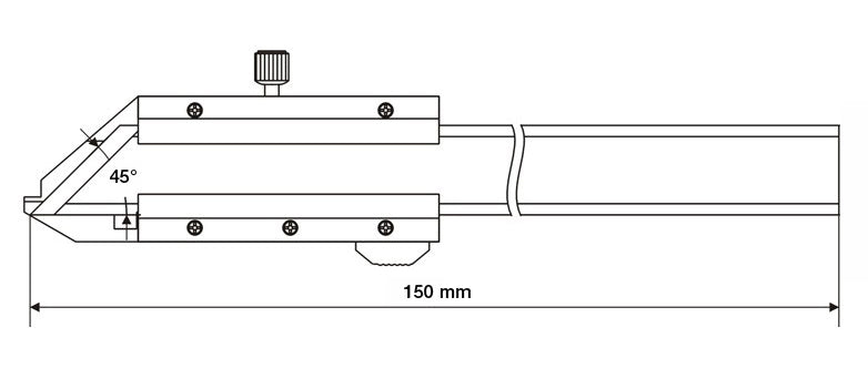 Kantfas skydelære 45° 0–50 mm × 0,02 mm