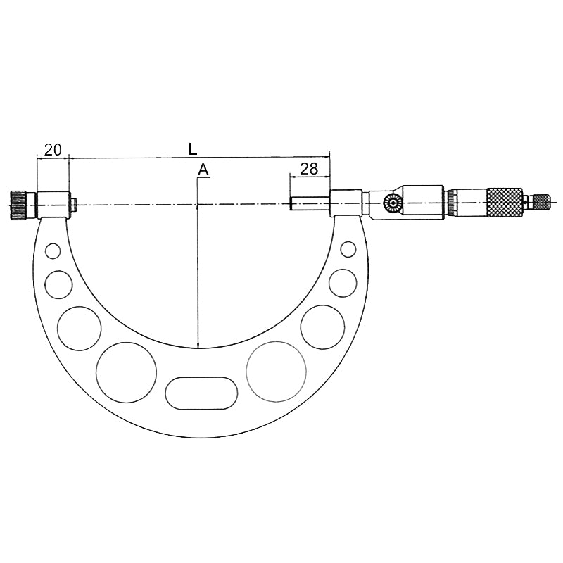 Mikrometerskrue 0–100 mm med udskiftelige indsatser