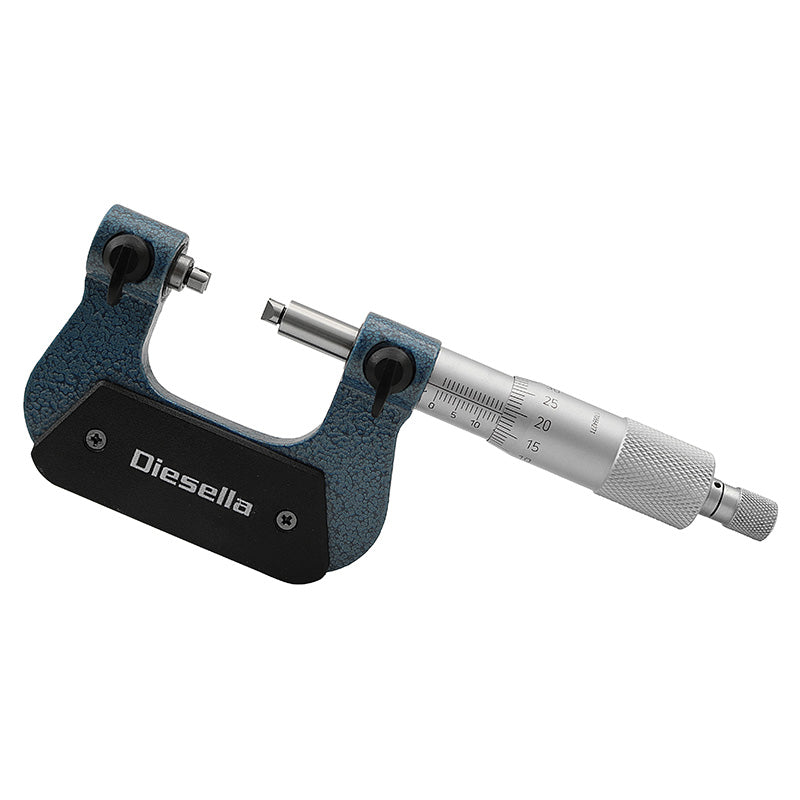 Gevindmikrometer 0–25 × 0,01 mm inkl. 60° V- og kegleformede indsatser