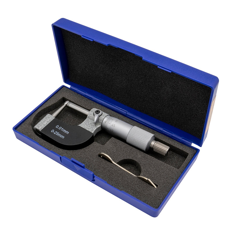 Mikrometer 0–25 × 0,01 mm til runde emner med hul