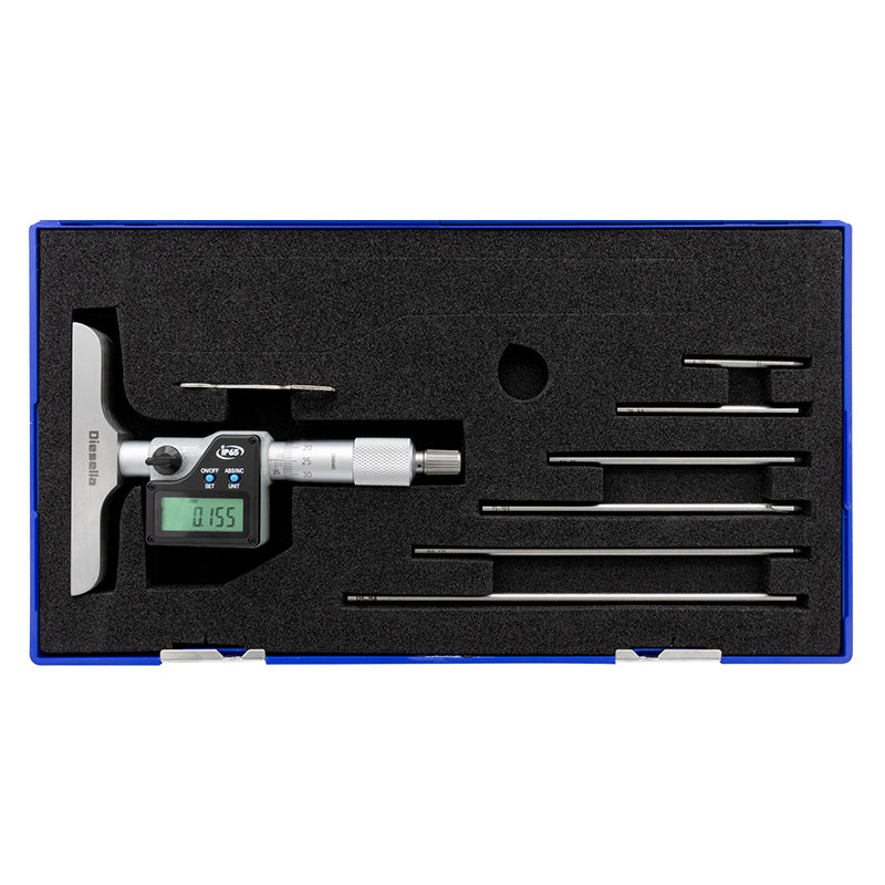 Digitalt mikrometer dybdemål 0–150 mm med flad måleflade