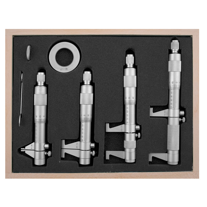 Indvendig 2-punkt mikrometer 5–100 × 0,01 mm i sæt (4 stk)