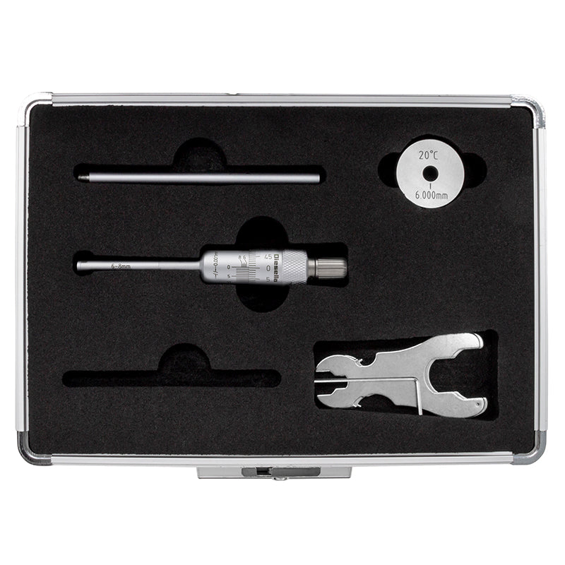 Indvendig 3-punkt mikrometer 6–8 mm inkl. forlænger og kontrolring