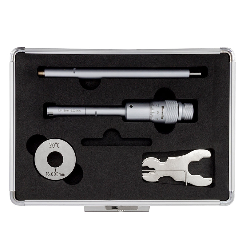 Indvendig 3-punkt mikrometer 12–16 mm inkl. forlænger og kontrolring