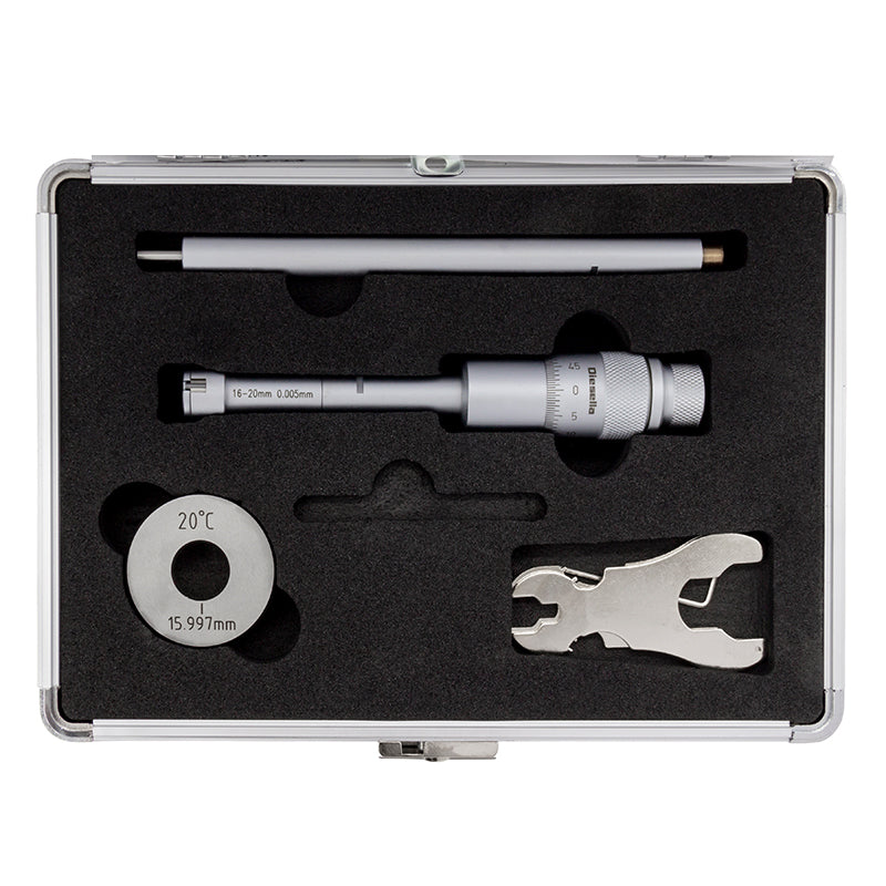 Indvendig 3-punkt mikrometer 16–20 mm inkl. forlænger og kontrolring