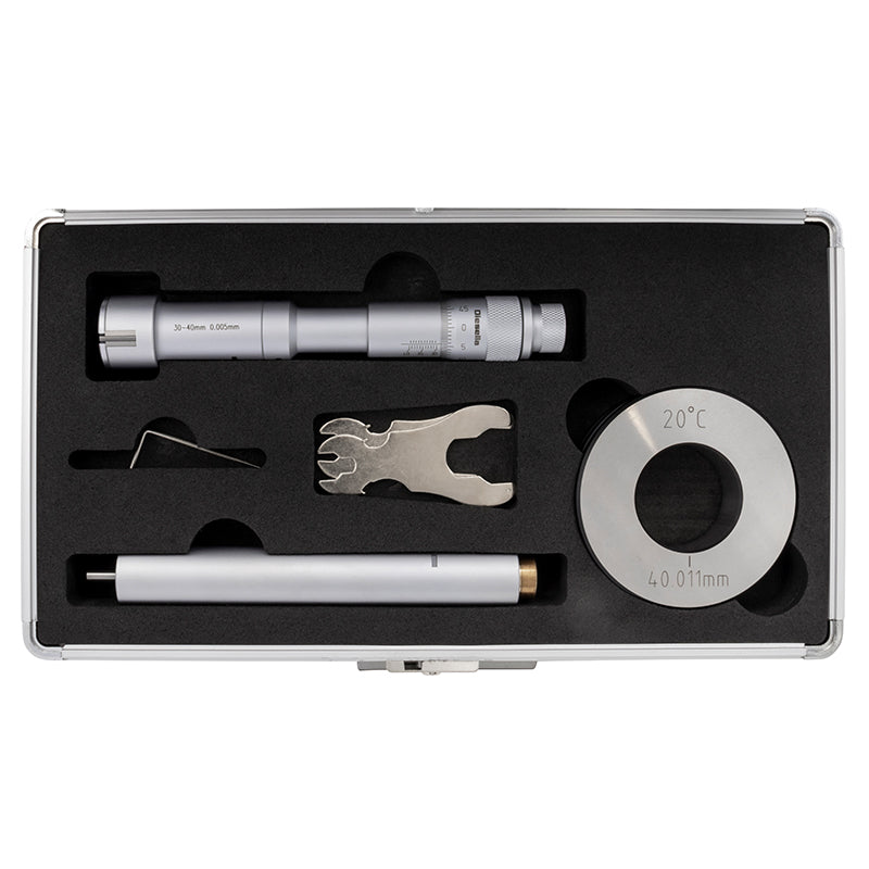 Indvendig 3-punkt mikrometer 30–40 mm inkl. forlænger og kontrolring