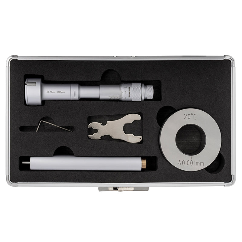 Indvendig 3-punkt mikrometer 40–50 mm inkl. forlænger og kontrolring