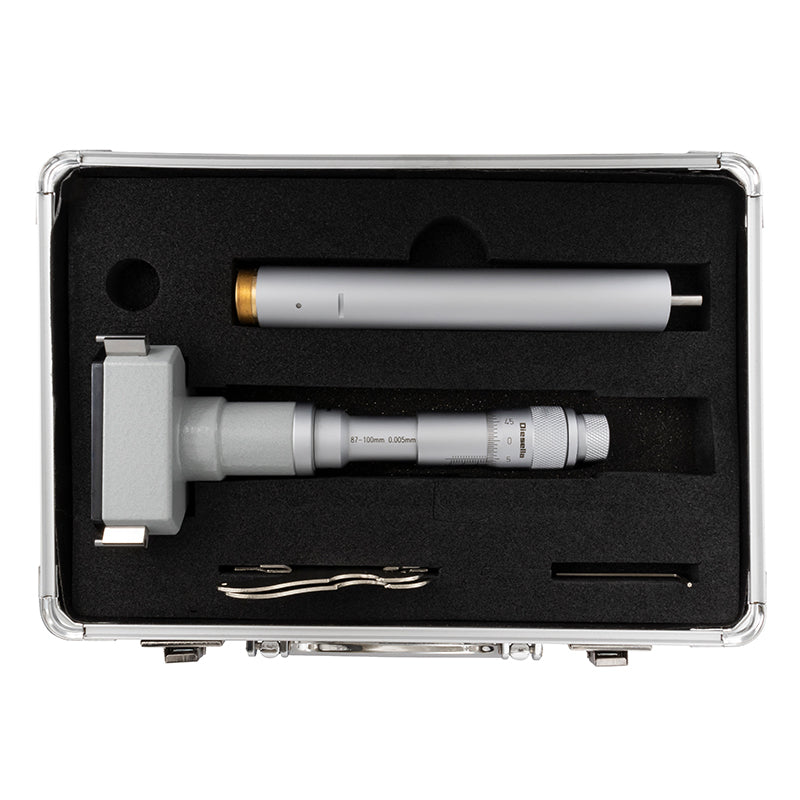 Indvendig 3-punkt mikrometer 87–100 mm inkl. forlænger og kontrolring
