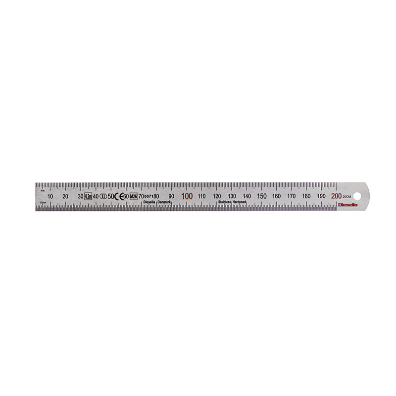 Stållineal 200 × 19 × 0,8 mm, klasse II